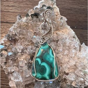 #15 Malachite and Herkimer Diamond Pendant